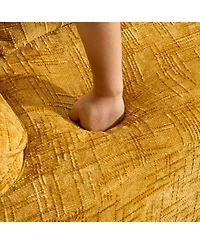 Streamdale Furniture Streamdale Yellow curved two-person sofa with armrests and two pillows