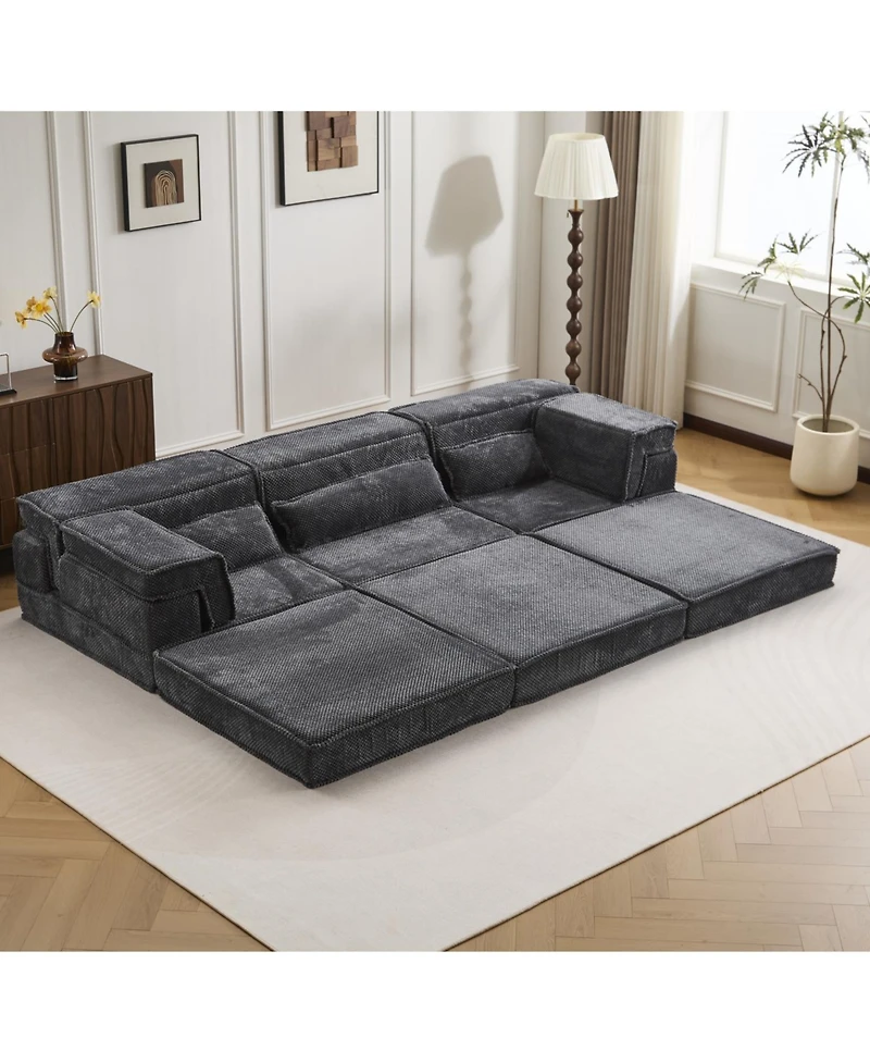 Streamdale Compression Sofa, Convertible Floor Sofa Bed, Modular Sectional, 3 Seater, Dark-Grey