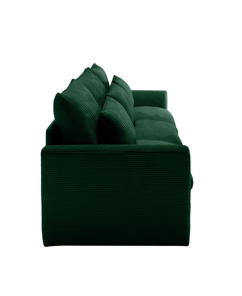 Streamdale Furniture 3 Seater Deep Seat Couch for Living Room, Green Corduroy