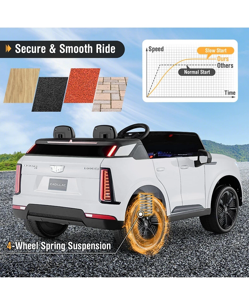 Hongge 24V Licensed Cadillac Two-Seater Ride-On Truck with Remote Control - White