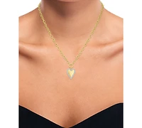 Macy's White Diamond Pendant Necklace (1/4 ct. t.w.) in 14k Yellow Gold Over Sterling Silver