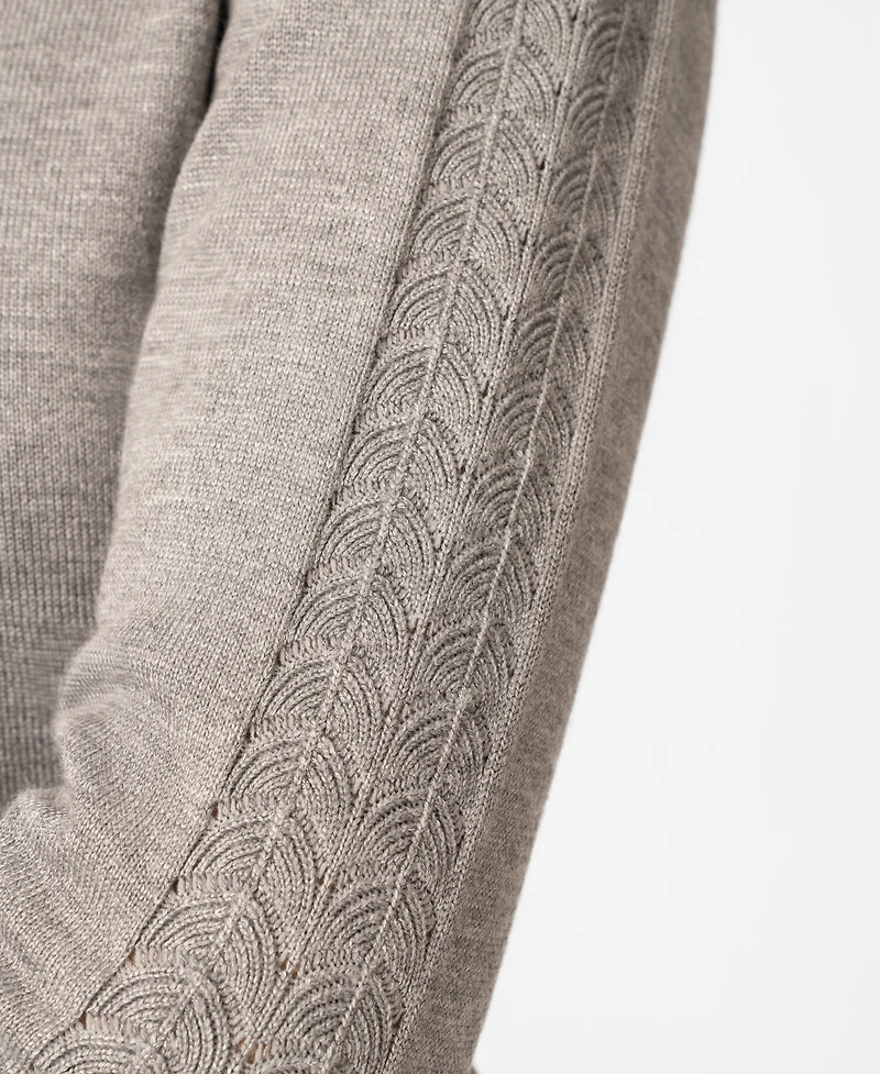 Melissa Paige Petite Pointelle-Sleeve Crewneck Sweater