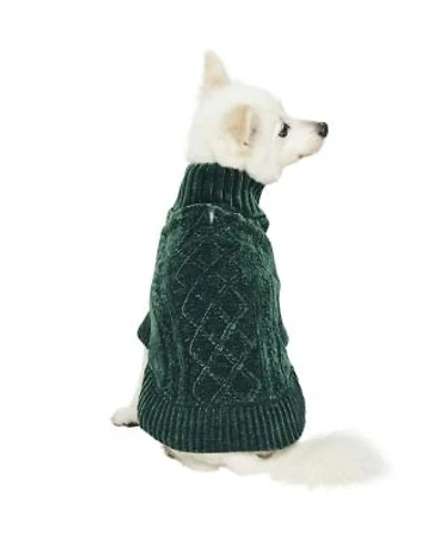 Dogs Cats Co. Ultra Soft Cozy Chenille Cable Knit Dog Sweater Turtleneck With Leash Opening