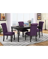 Streamdale Urban Style Wood Dark Wash Turned-Leg Dining Set: Table and 4 Chairs, Purple