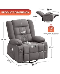 Streamdale Kneading Massage Rocker Recliner Chair with Heat, Usb Port, 2 Cup Holders