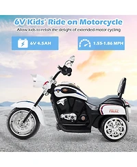 Hongge 6V Toddler 3-Wheel Motorbike Ride-On Toy with Headlight and Horn - Black&White