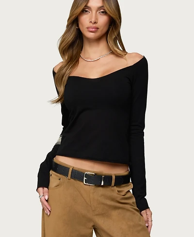 Edikted Women's Nattie Off Shoulder V Neck Top