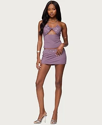 Edikted Women's Luana Studded Cut Out Halter Top