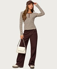 Edikted Women's Roma Striped Henley Top