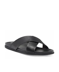 Blake McKay Men's Jake Dress Casual Cross-Strap Leather Slide Sandal