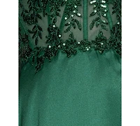 Blondie Nites Juniors' Sequin Detail Sweetheart Neck Ball Gown