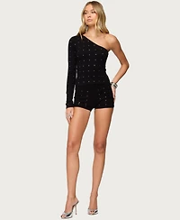 Edikted Women's Harley Rhinestone One Shoulder Knit Top