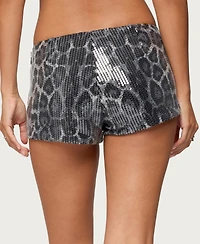 Edikted Women's Sequin Leopard Printed Micro Shorts