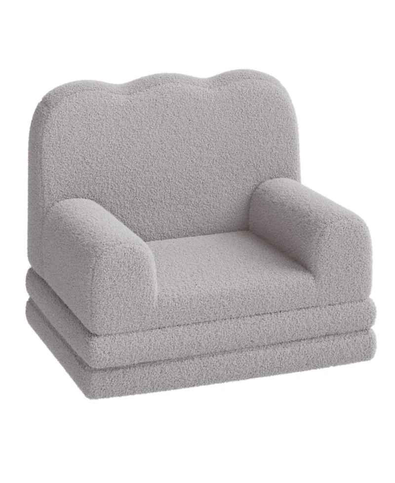 gaomon Kids Couch, 2-in-1 Convertible Teddy Fleece Fabric Toddler Sofa Chair, Soft Fold Out Couch Lounger for