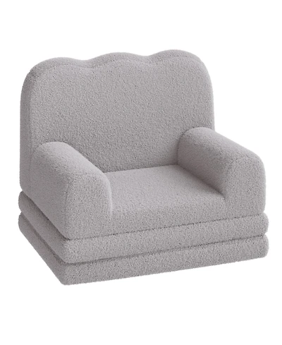 gaomon Kids Couch, 2-in-1 Convertible Teddy Fleece Fabric Toddler Sofa Chair, Soft Fold Out Couch Lounger for