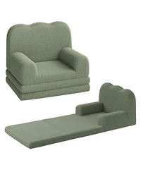 gaomon Kids Couch, 2-in-1 Convertible Teddy Fleece Fabric Toddler Sofa Chair, Soft Fold Out Couch Lounger for