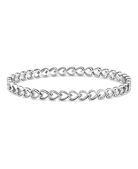 Devata Open Heart Bangle Bracelet in Rhodium Plated Sterling .