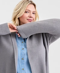 Style & Co Plus Size Open-Front Stitch Cardigan Sweater, Macy's Exclusive