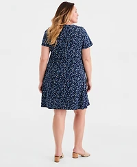 Style & Co Plus Round-Neck Short-Sleeve T-Shirt Dress