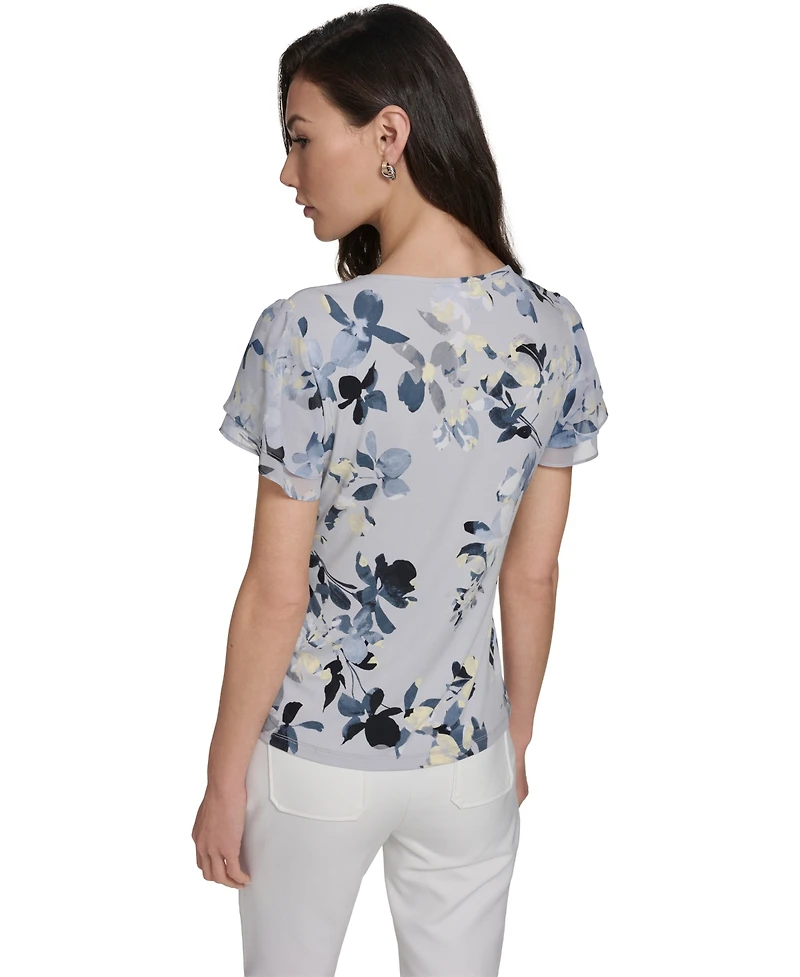 Calvin Klein Women's Printed V-Neck Top