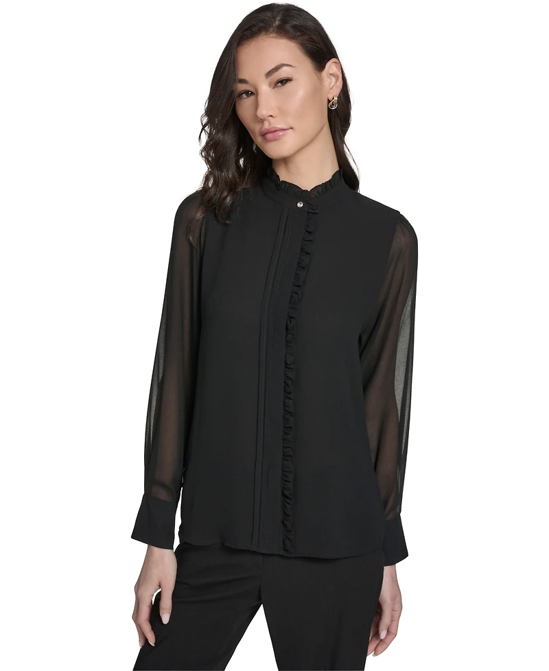 Calvin Klein Women's Ruffle-Front Blouse