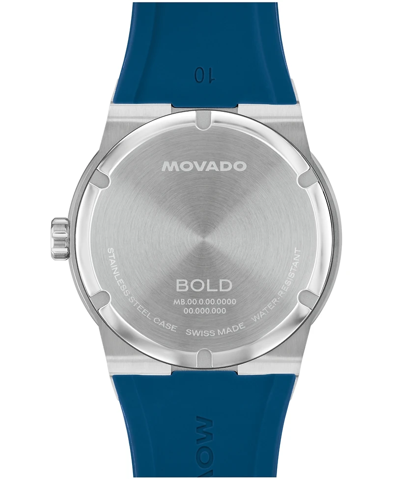 Movado Men's Bold Fusion Swiss Quartz Blue Silicone Watch, 42.30mm