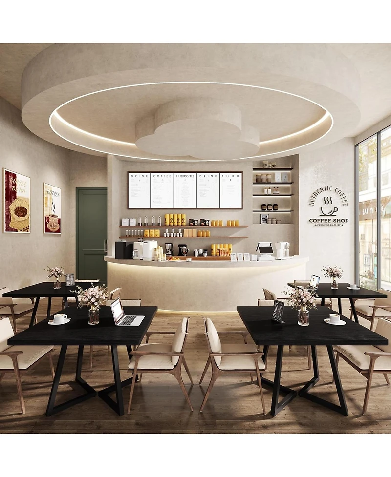 Tribesigns Square Dining Table Set of 2, 31.5" Industrial Dinner Table with Metal Base, Wood Kitchen Table for - People