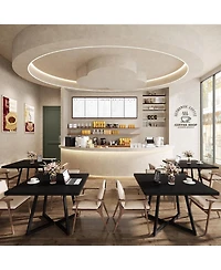 Tribesigns Square Dining Table Set of 2, 31.5" Industrial Dinner Table with Metal Base, Wood Kitchen Table for - People