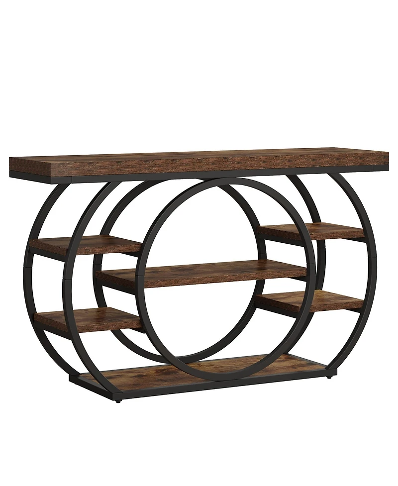 Tribesigns 47" Console Table, 5-Tier Industrial Entryway Table with Metal Frame, Rustic Brown