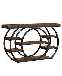 Tribesigns 47" Console Table, 5-Tier Industrial Entryway Table with Metal Frame, Rustic Brown