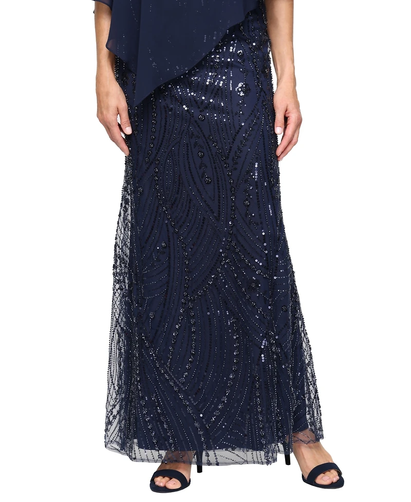 Sl Fashions Women's V-Neck Beaded Gown