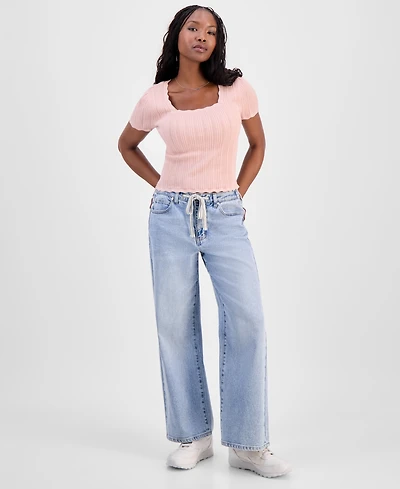 And Now This Petite Tie-Waist Wide-Leg Jeans, Macy's Exclusive