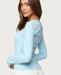 Edikted Women's Keana Polka Dot Henley Top