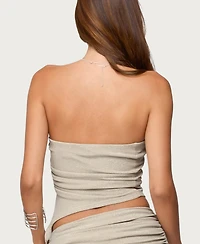 Edikted Women's Issa Asymmetric Drawstring Strapless Top