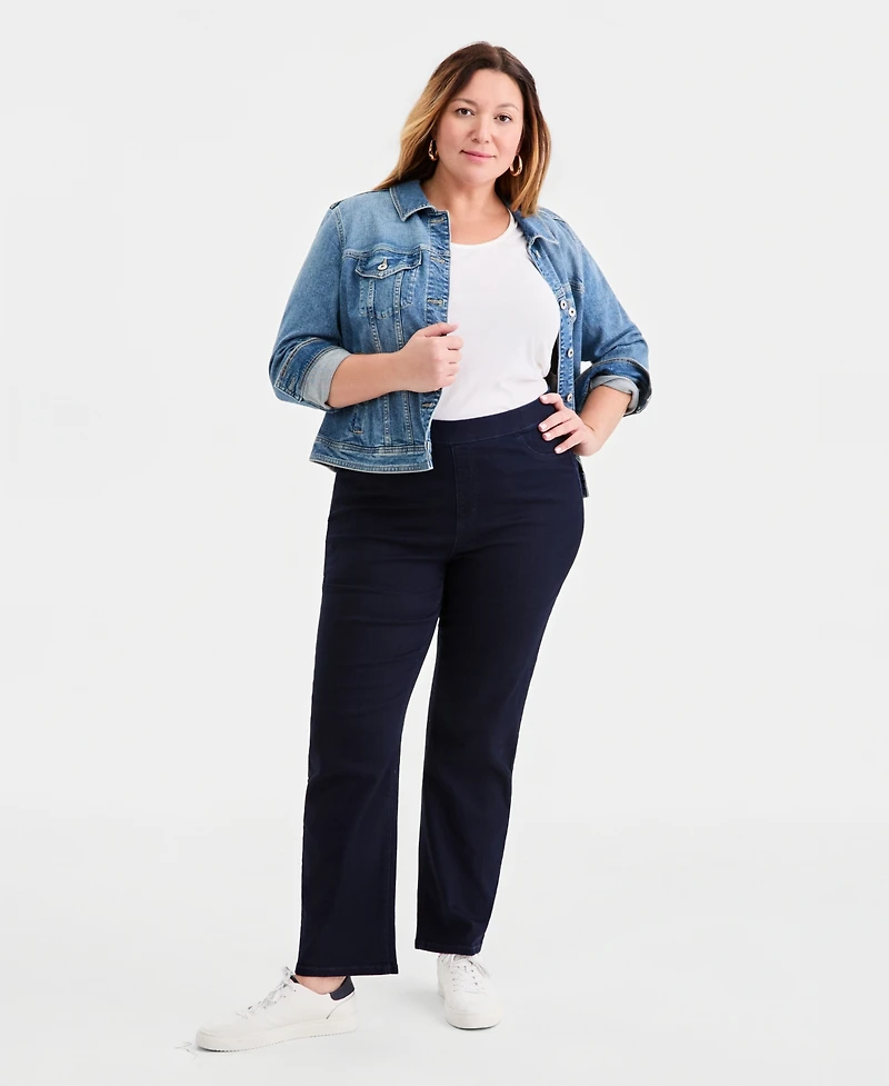 Style & Co Plus Straight-Leg Pull-On Jeans, Exclusively at Macy's