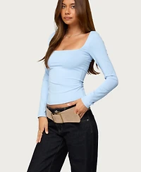 Edikted Women's Lovie Fitted Square Neck Top