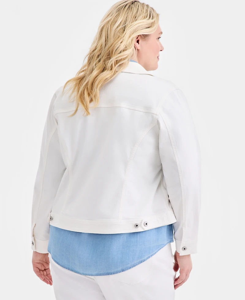 Style & Co Plus Classic Button-Front Denim Jacket, Macy's Exclusive