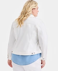 Style & Co Plus Classic Button-Front Denim Jacket, Macy's Exclusive