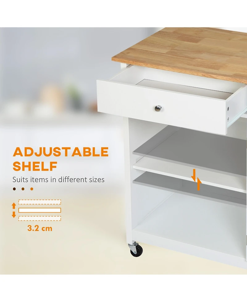 Homcom 27" Rolling Kitchen Island Cart Storage Cabinet Trolley Towel Rack w/ Drawer