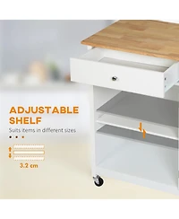 Homcom 27" Rolling Kitchen Island Cart Storage Cabinet Trolley Towel Rack w/ Drawer