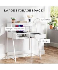 Homcom Computer Writing Desk for Small Space w/ Drawer, Storage Shelves,