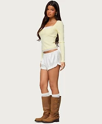 Edikted Women's Joana Layered Lacey Henley Top