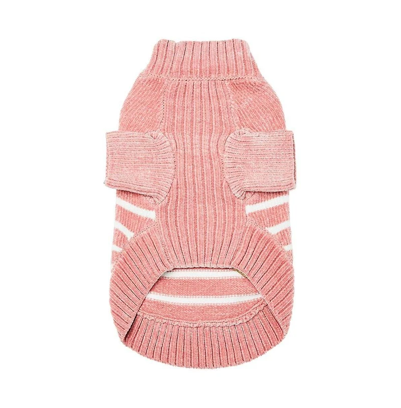 Blueberry Pet Ultra-soft Chenille Classy Striped Tutleneck Dog Sweater