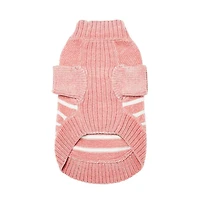 Blueberry Pet Ultra-soft Chenille Classy Striped Tutleneck Dog Sweater