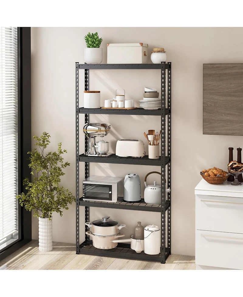 Sugift 5-Tier Metal Shelving Unit with Anti-slip Foot Pad Height Adjustable Shelves for Garage-s