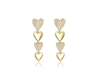 Genevive Gold-Plated Heart Jewelry Set with Sparkling Cz – Elegant Bracelet & Drop Earrings