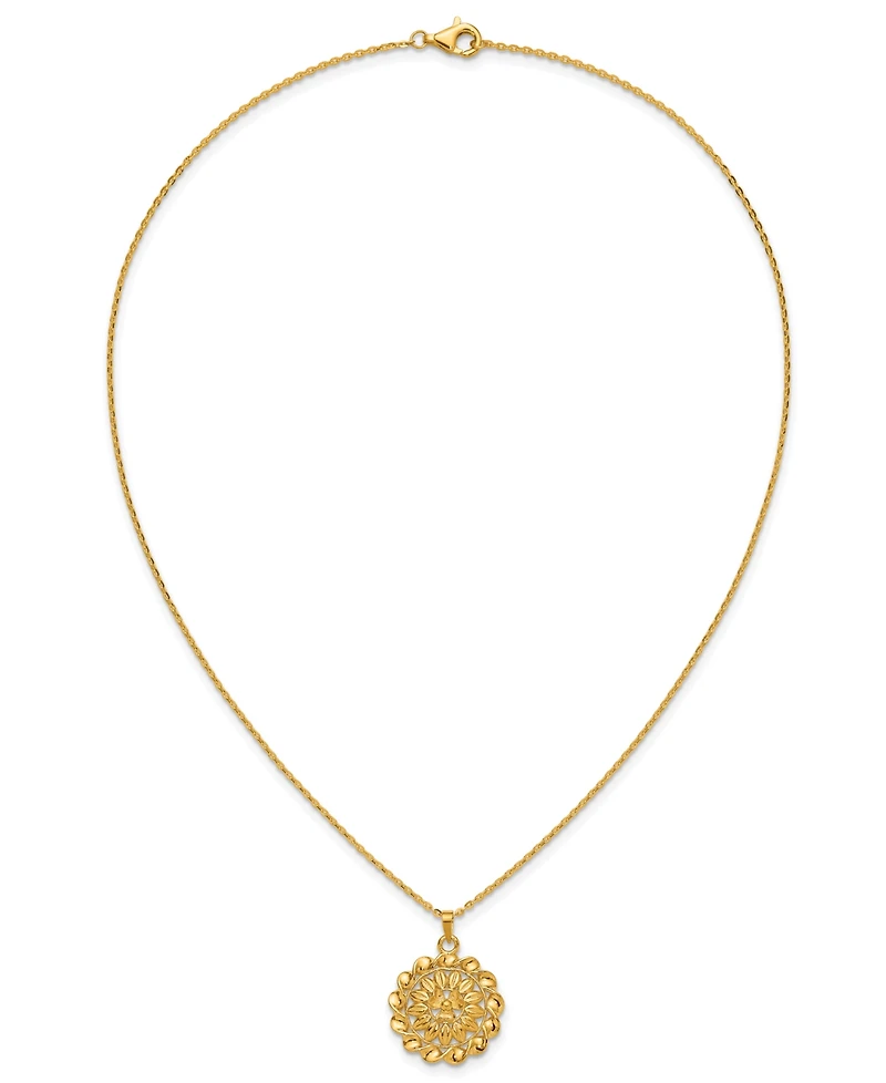 Macy's Flower Cable Chain Pendant Necklace in 24k Yellow Gold
