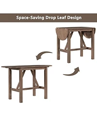 Boyel Living 3-Piece Wood Counter Height Drop Leaf Dining Table Set with 2 Upholstered Dining Chairs for Small Place