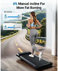 Deerrun 6% Incline Under Desk Walking Pad 3 In 1 treadmills For Home easy store