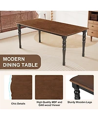 sumyeg 7-Piece Extendable Dining Set with 60-78 Inch Wood Table 6 Upholstered Chairs and Removable Leaf